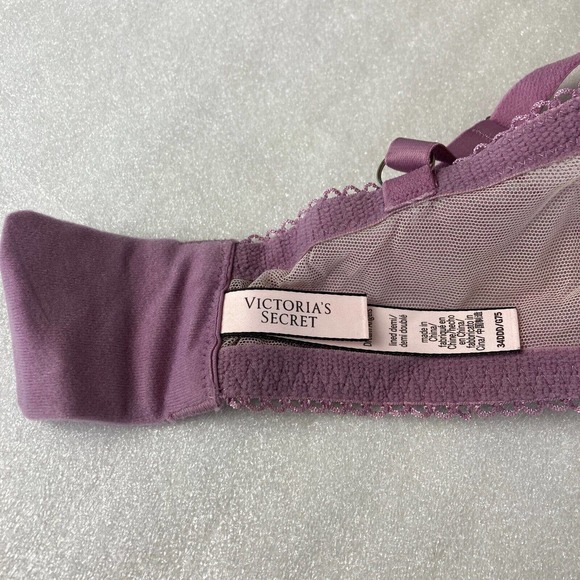 34DDD VICTORIA SECRET DREAM ANGELS High Neck Lined Demi Lace Bra Lt Purple Lace - Picture 8 of 9